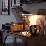 Modern Table Lamp  Chrome Shade Wood Stem Design - Product detail 29