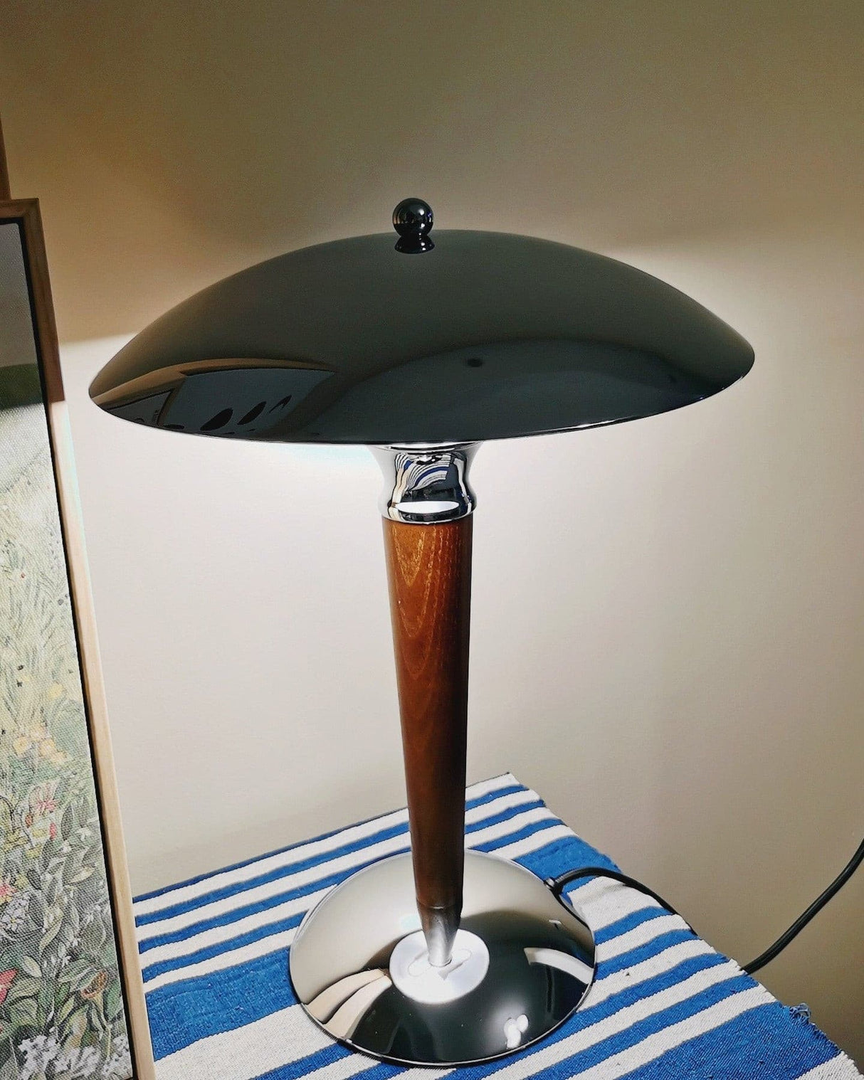 Modern Table Lamp  Chrome Shade Wood Stem Design - Product detail 31