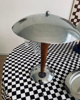 Modern Table Lamp  Chrome Shade Wood Stem Design - Product detail 4