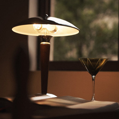 Modern Table Lamp  Chrome Shade Wood Stem Design - Product detail 42