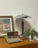 Modern Table Lamp  Chrome Shade Wood Stem Design - Product detail 7