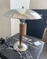 Modern Table Lamp  Chrome Shade Wood Stem Design - Product detail 9