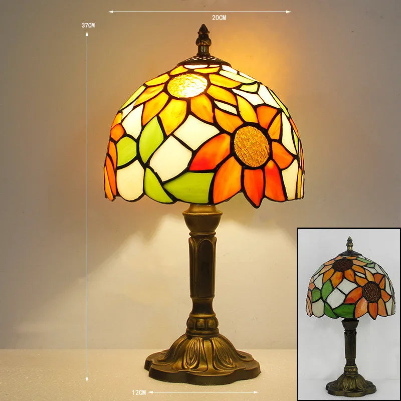 Floral Table Lamp  Stained Glass Sunflower Design - Product example