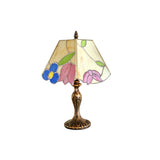 Vintage Tiffany Table Lamp  Floral Glass Shade With Antique Gold Base - Product detail 25