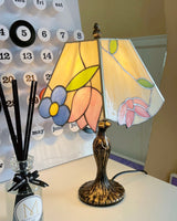 Vintage Tiffany Table Lamp  Floral Glass Shade With Antique Gold Base - Product detail 9