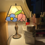 Vintage Tiffany Table Lamp  Floral Glass Shade With Antique Gold Base - Product detail 18
