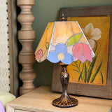 Vintage Tiffany Table Lamp  Floral Glass Shade With Antique Gold Base - Product example