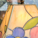 Vintage Tiffany Table Lamp  Floral Glass Shade With Antique Gold Base - Product detail 14