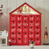 Wooden Advent Calendar  Red House Design with LED Lights - Product showcase