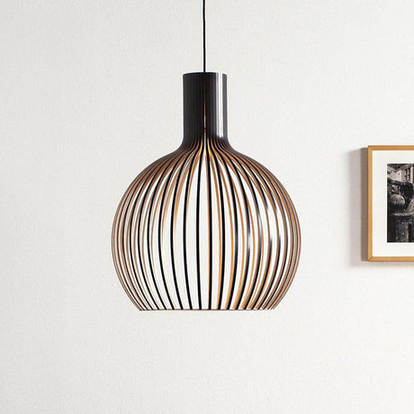 Wooden Pendant Light  Natural Wood Cage Design - Product detail 5