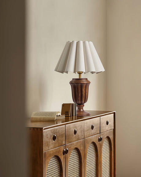 Classic Table Lamp  Pleated Wood Base With Fabric Shade - Product detail 12
