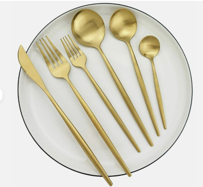 Minimalist Cutlery Set  20-Piece Stainless Steel Gold Flatware - Product detail 8