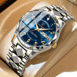 Mens Sports Watch  Blue Dial Stainless Steel Two-Tone - Product showcase