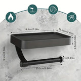 Modern Toilet Paper Holder  Aluminum Wall Mount With Storage Shelf - Product example