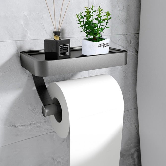 Modern Toilet Paper Holder  Aluminum Wall Mount With Storage Shelf - Product detail 5