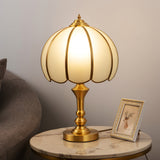 Vintage Brass Table Lamp  Tulip Glass Shade Design - Detailed view