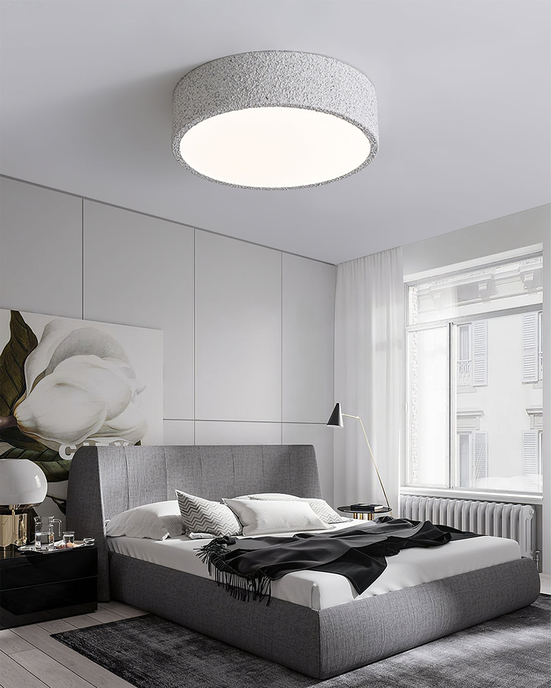 Modern Ceiling Light  Brutalist Gray Round Design - Product detail 7