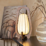 Japanese Table Lamp  Natural Wood Frame With Fabric Shade - Product example