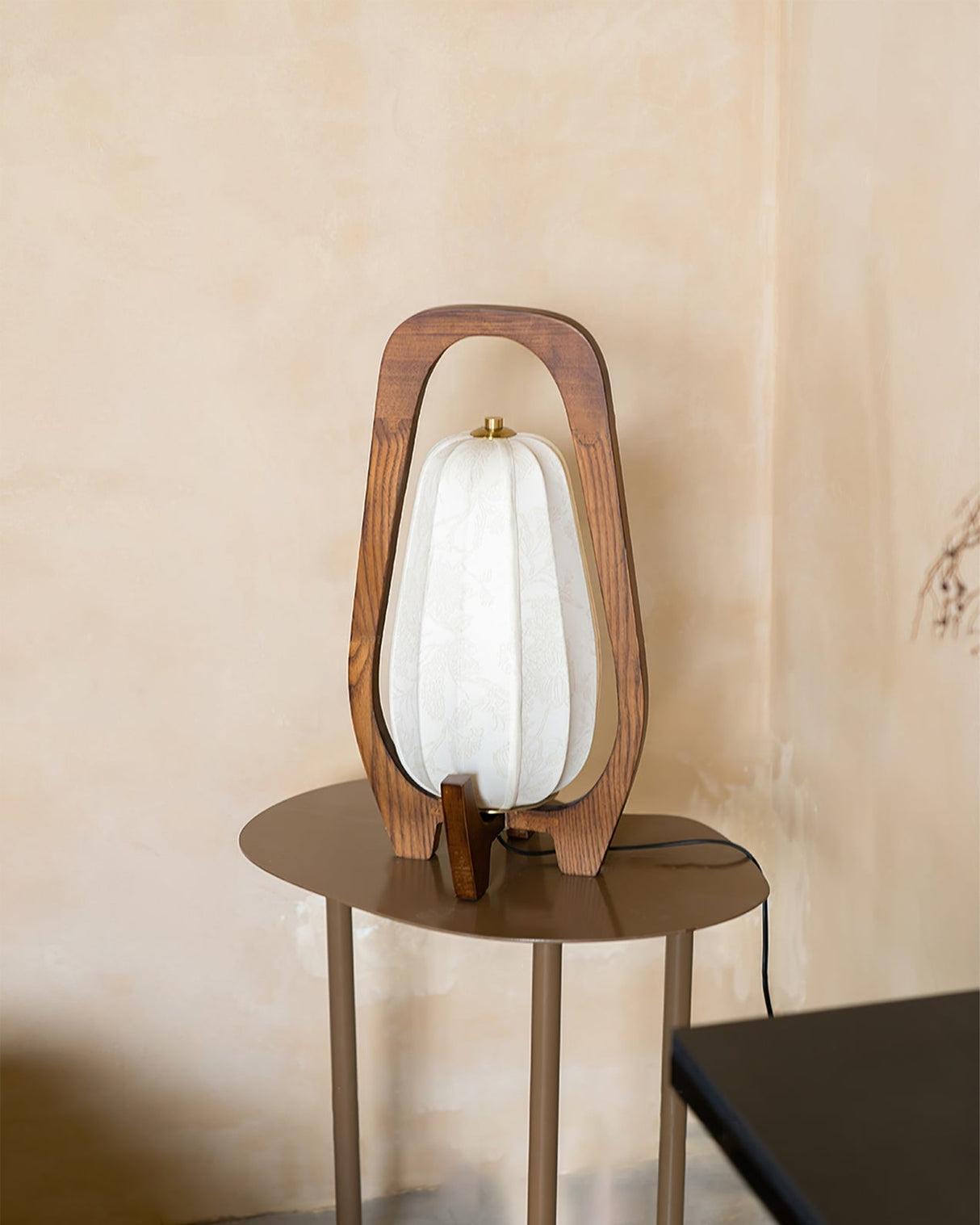 Japanese Table Lamp  Natural Wood Frame With Fabric Shade - Product detail 9