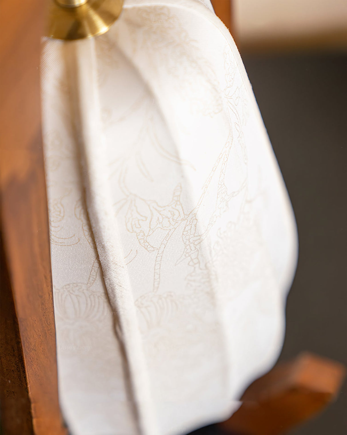 Japanese Table Lamp  Natural Wood Frame With Fabric Shade - Product detail 7