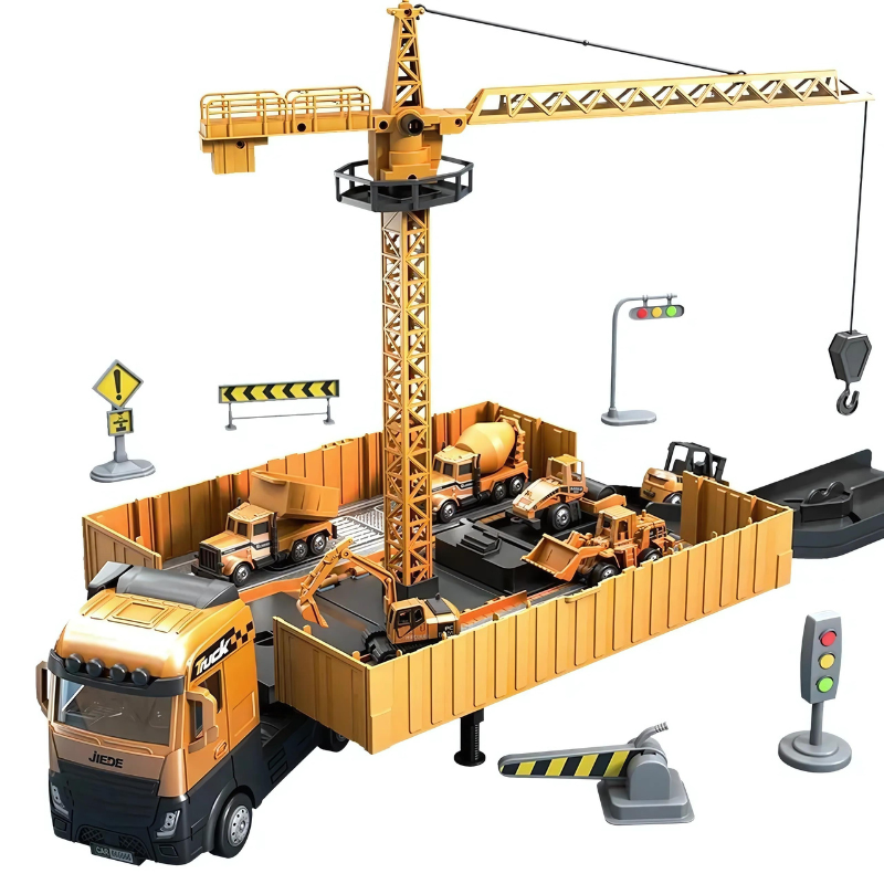 Construction Site Play Set  Interactive Truck With Crane And Vehicles - Product showcase
