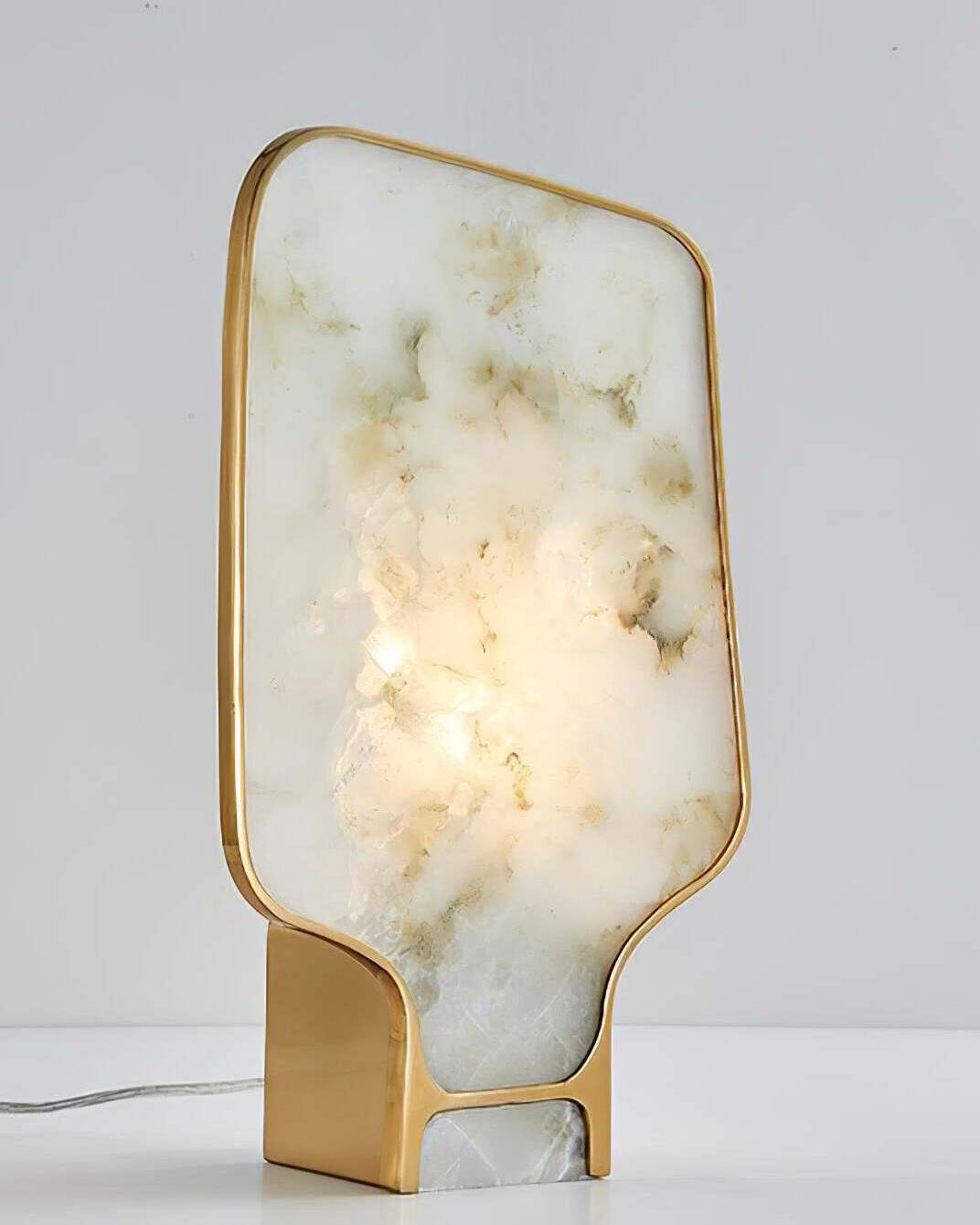 Alabaster Table Lamp  Gold Metal Frame with Natural Stone Shade - Product detail 6