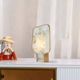 Alabaster Table Lamp  Gold Metal Frame with Natural Stone Shade - Detailed view