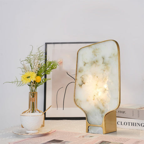 Alabaster Table Lamp  Gold Metal Frame with Natural Stone Shade - Product detail 7