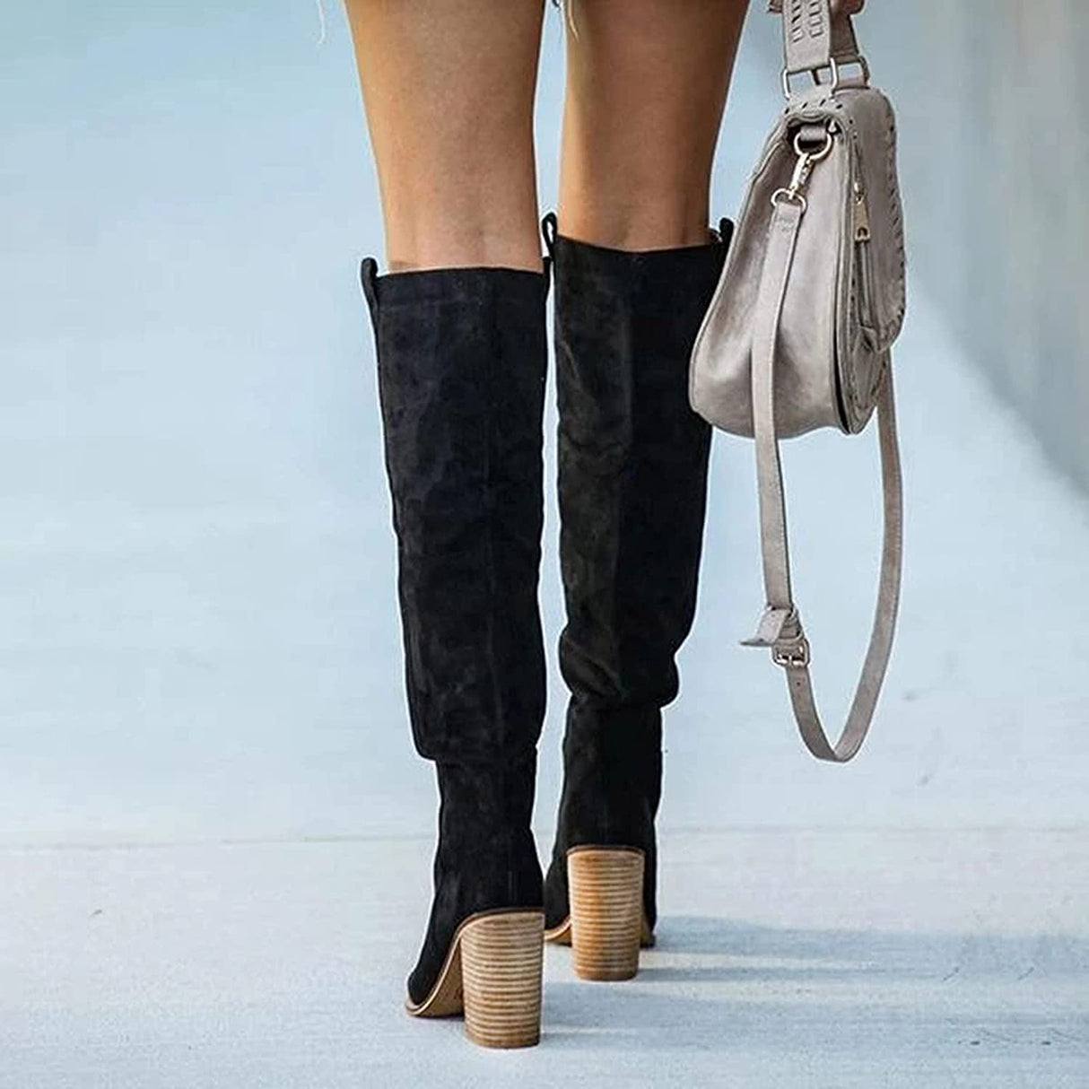 Urban Western Boots  Gray Suede Block Heel Design - Product detail 6