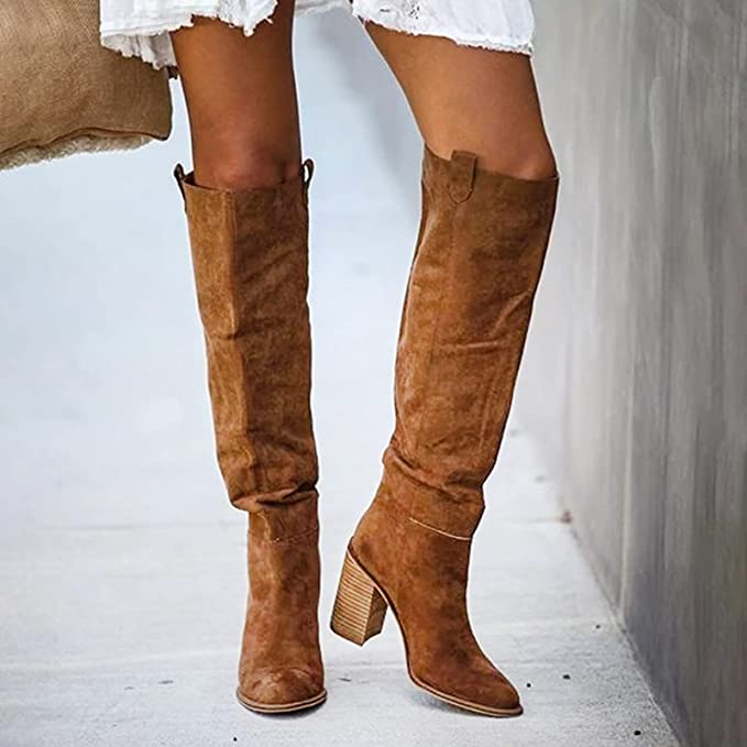 Urban Western Boots  Gray Suede Block Heel Design - Product detail 7