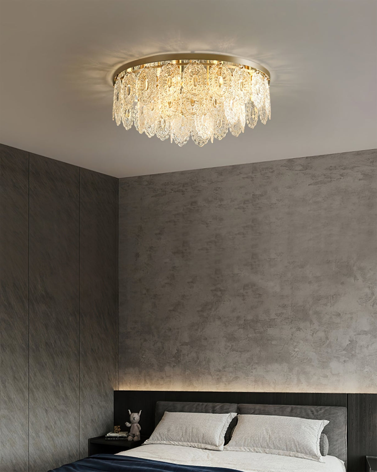 Crystal Ceiling Light  Copper Frame Glass Droplets - Product detail 4