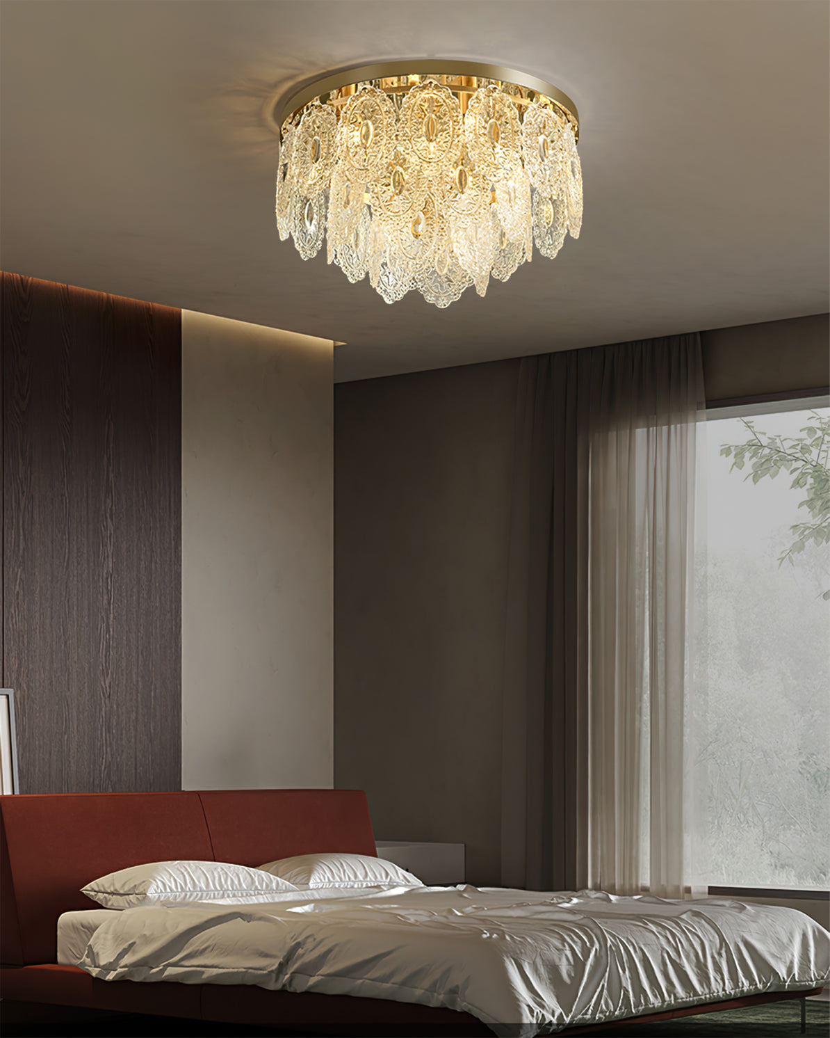Crystal Ceiling Light  Copper Frame Glass Droplets - Product detail 6