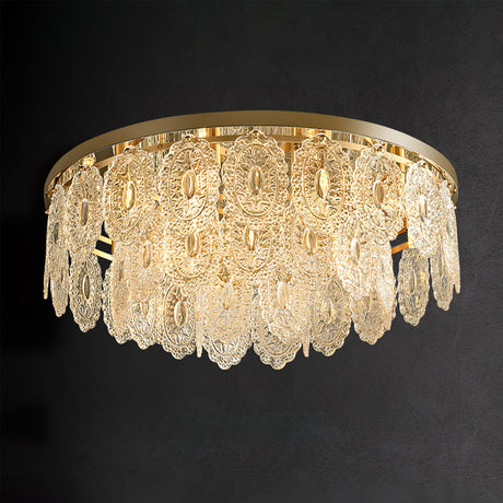Crystal Ceiling Light  Copper Frame Glass Droplets - Product detail 14
