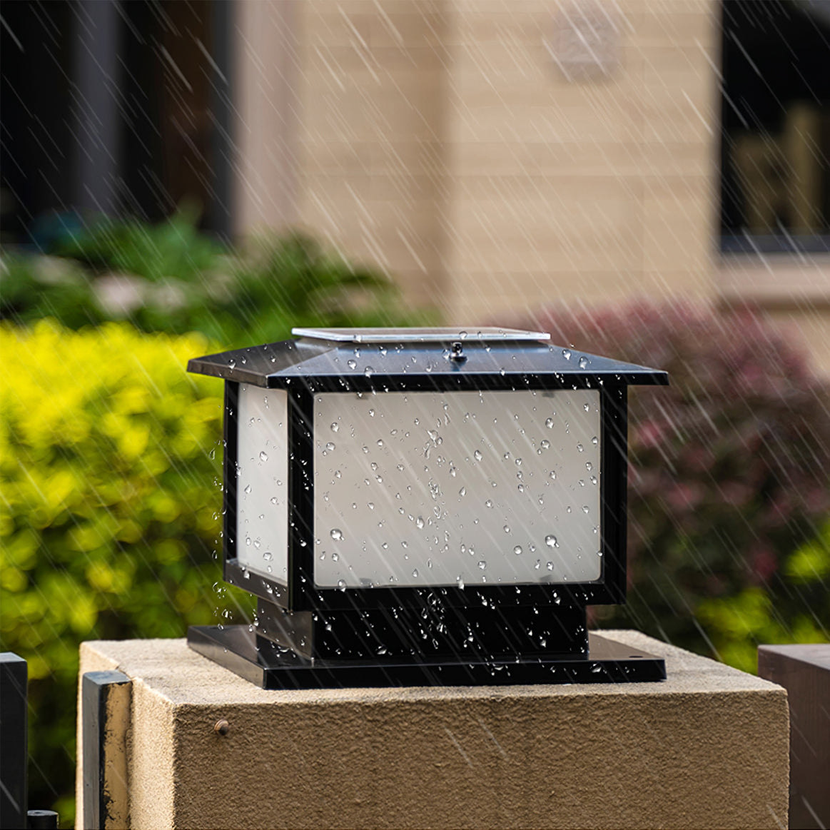 Modern Solar Lantern  Black Metal Garden Light - Detailed view