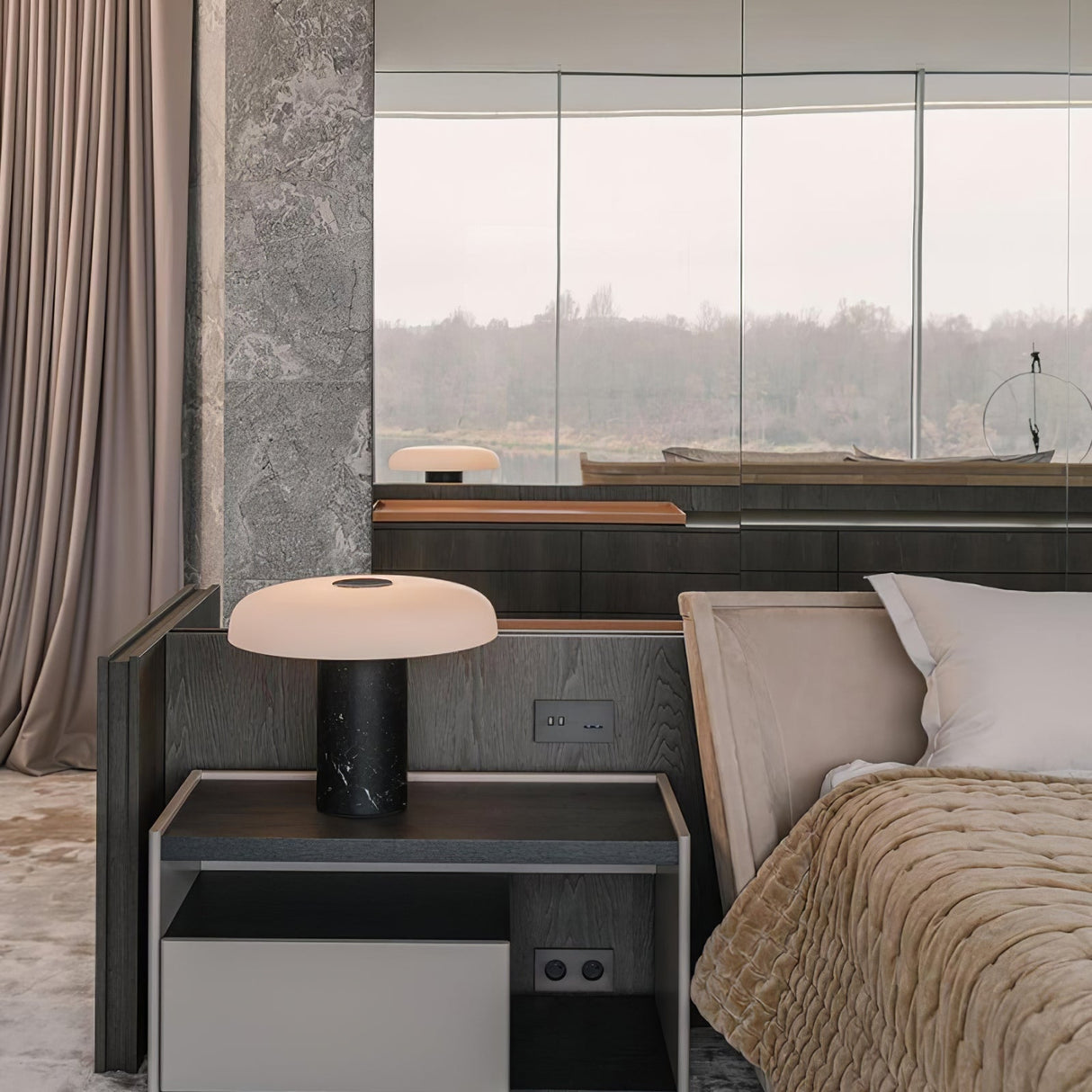 Modern Table Lamp  Black Marble Glass Design - Product detail 16