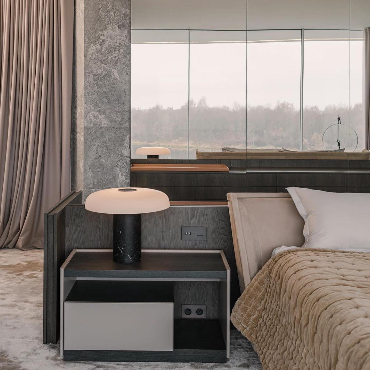 Modern Table Lamp  Black Marble Glass Design - Product detail 8