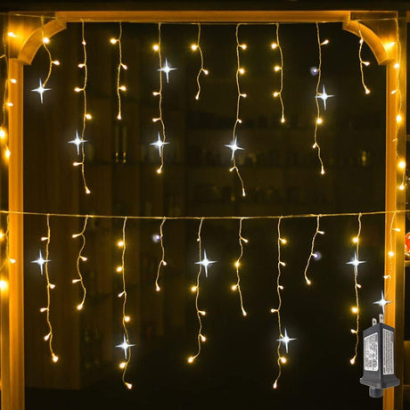 LED Icicle String Lights  Warm White Flickering Effect - Product example