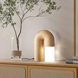 Minimalist Table Lamp  Natural Wood Arch Design - Detailed view