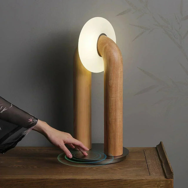 Modern Touch LED Table Lamp  Wood Curved Design - Product showcase