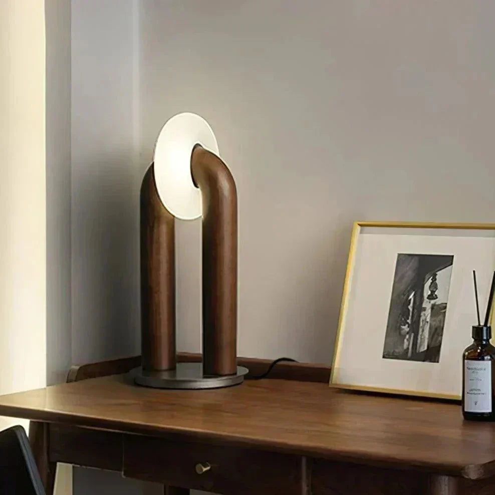 Modern Touch LED Table Lamp  Wood Curved Design - Detailed view