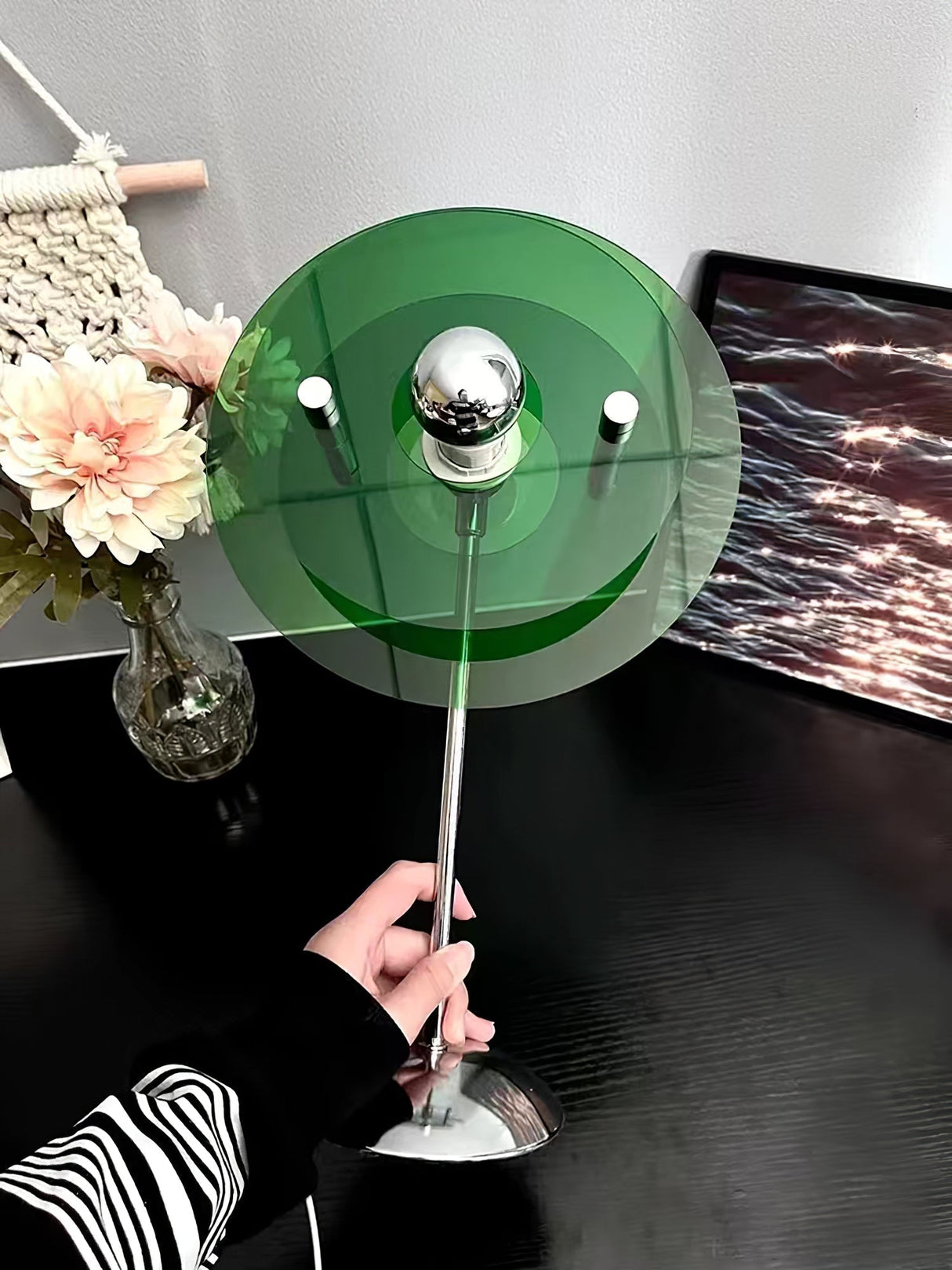 Modern Geometric Table Lamp  Orange Acrylic Disc Design - Product detail 21