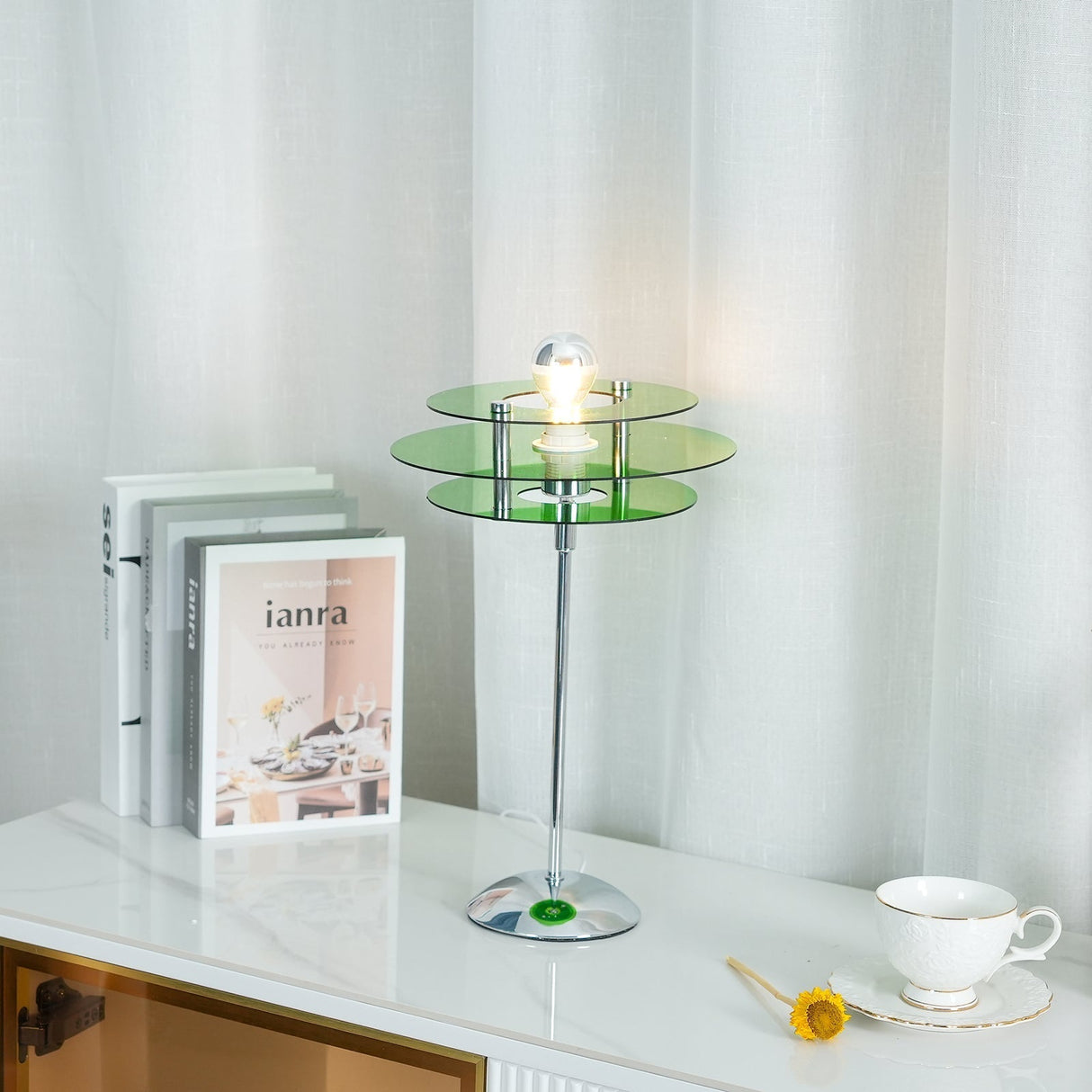 Modern Geometric Table Lamp  Orange Acrylic Disc Design - Product detail 13