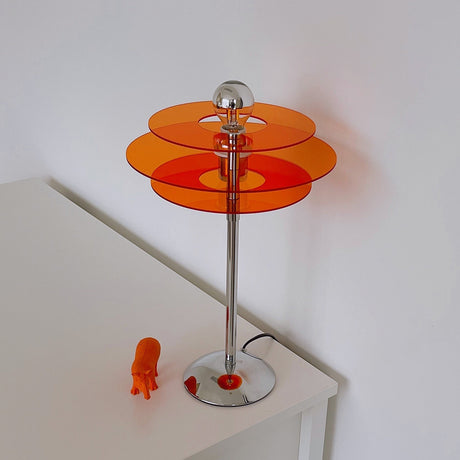 Modern Geometric Table Lamp  Orange Acrylic Disc Design - Product detail 31