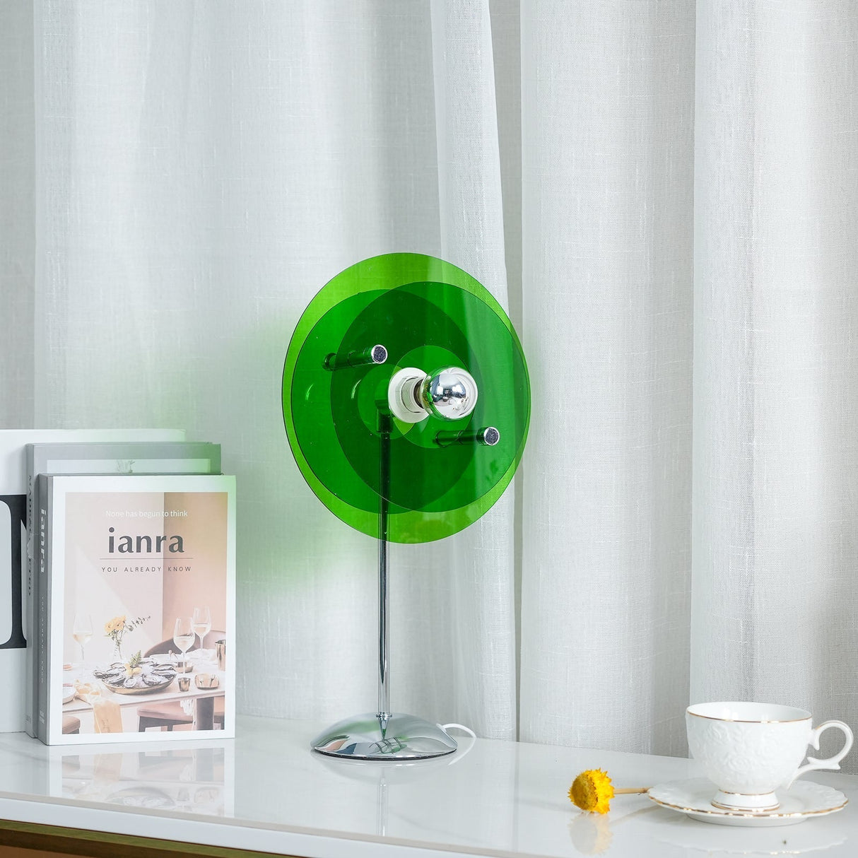 Modern Geometric Table Lamp  Orange Acrylic Disc Design - Product detail 11