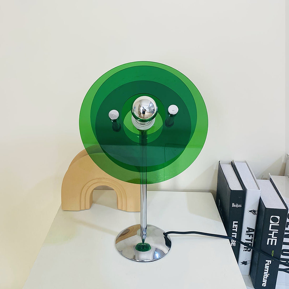 Modern Geometric Table Lamp  Orange Acrylic Disc Design - Product detail 7
