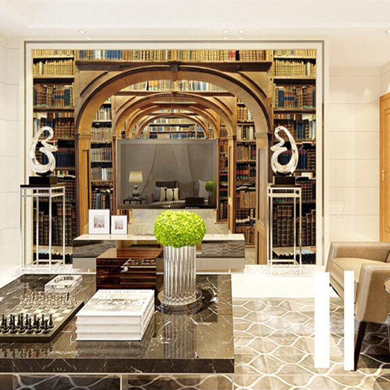 Library Mural Wallpaper | Vintage Wooden Arches Design