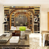 Library Mural Wallpaper | Vintage Wooden Arches Design