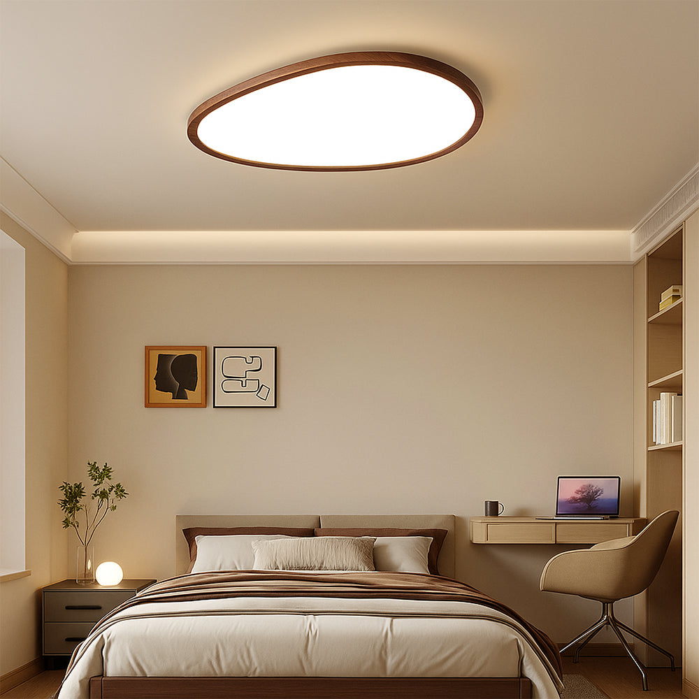 Modern Wooden Ceiling Light  Ultra Thin Oval LED Panel - Product showcase