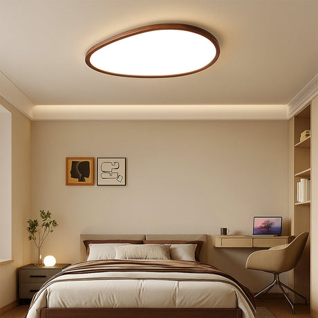 Modern Wooden Ceiling Light  Ultra Thin Oval LED Panel - Product showcase