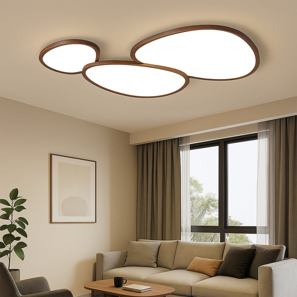 Modern Wooden Ceiling Light  Ultra Thin Oval LED Panel - Detailed view